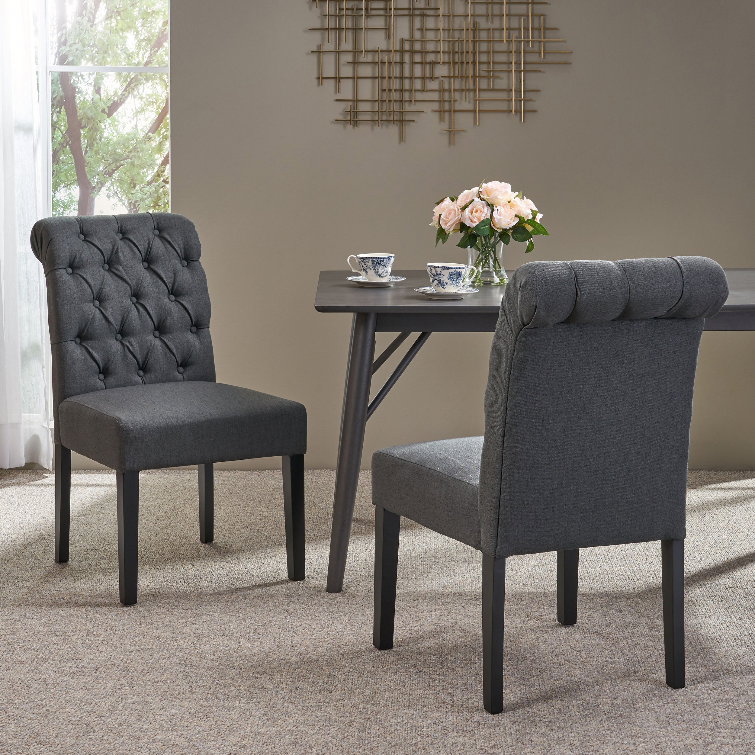 Broxton Tuft Dining Rolltop Chairs (Set of 2)