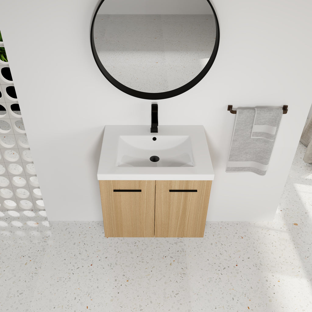 24" Floating Bathroom Vanity with Sink, Light