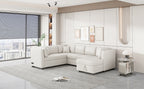 108.6" U-Shaped Sectional Sofa Pull-Out Bed with USB Ports