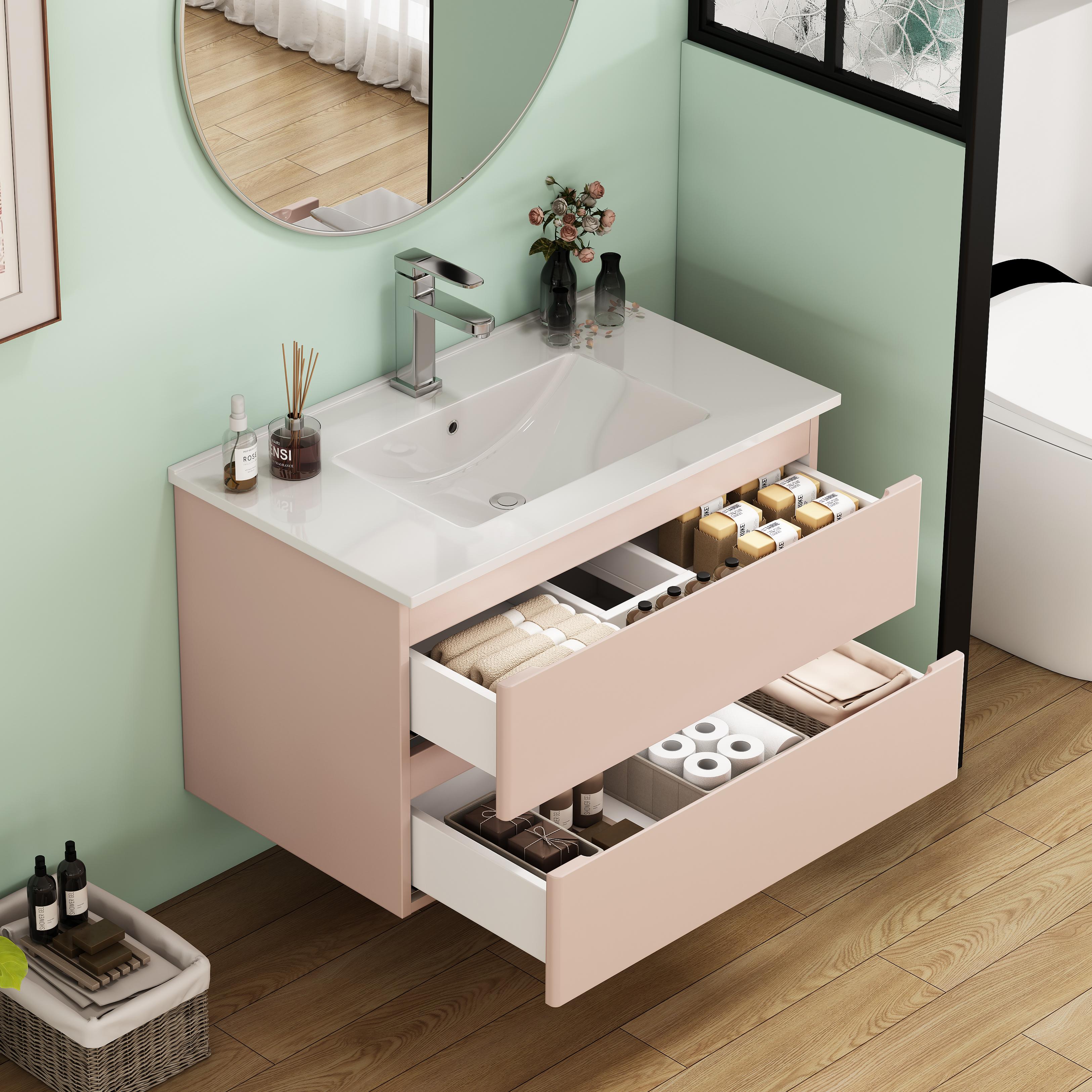 32-Inch Wall-Mounted Bathroom Vanity With Sink Combo