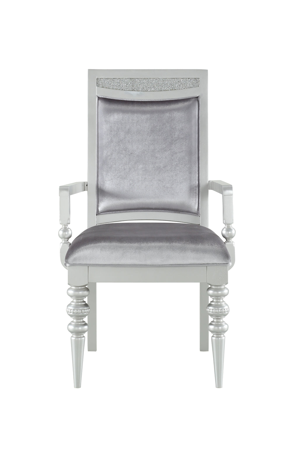 Maverick Fabric & Platinum Finish Arm Chair Set of 2