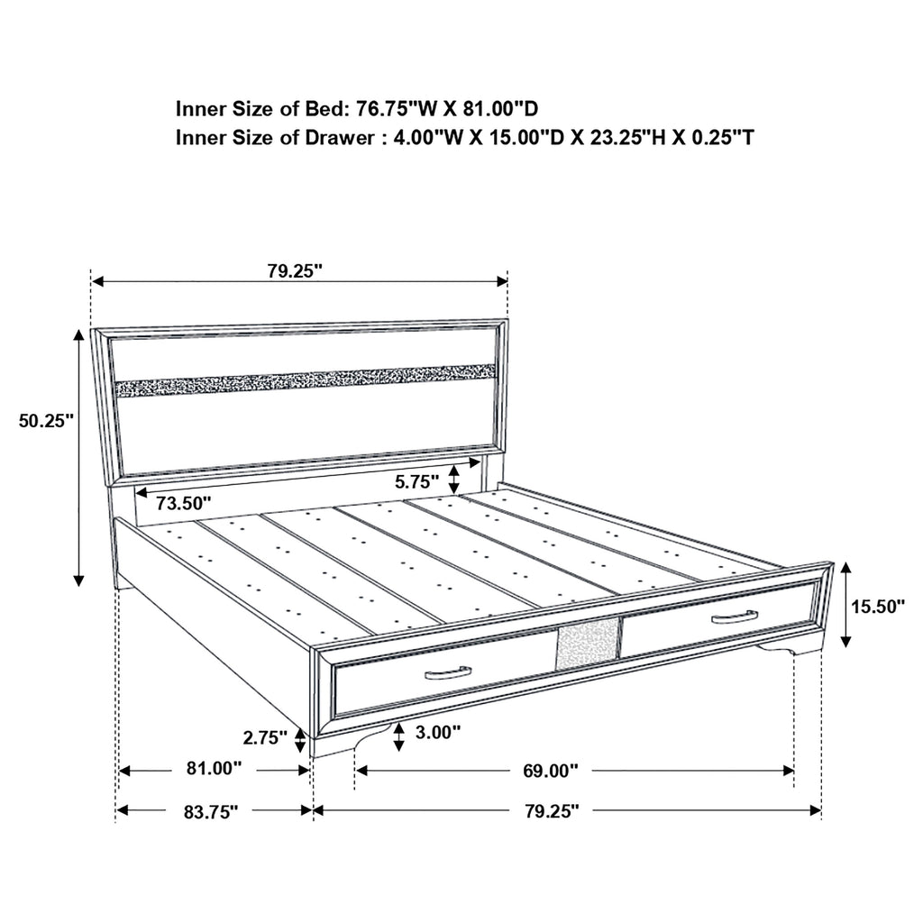 May 2-Drawer Platform Eastern King Storage Bed