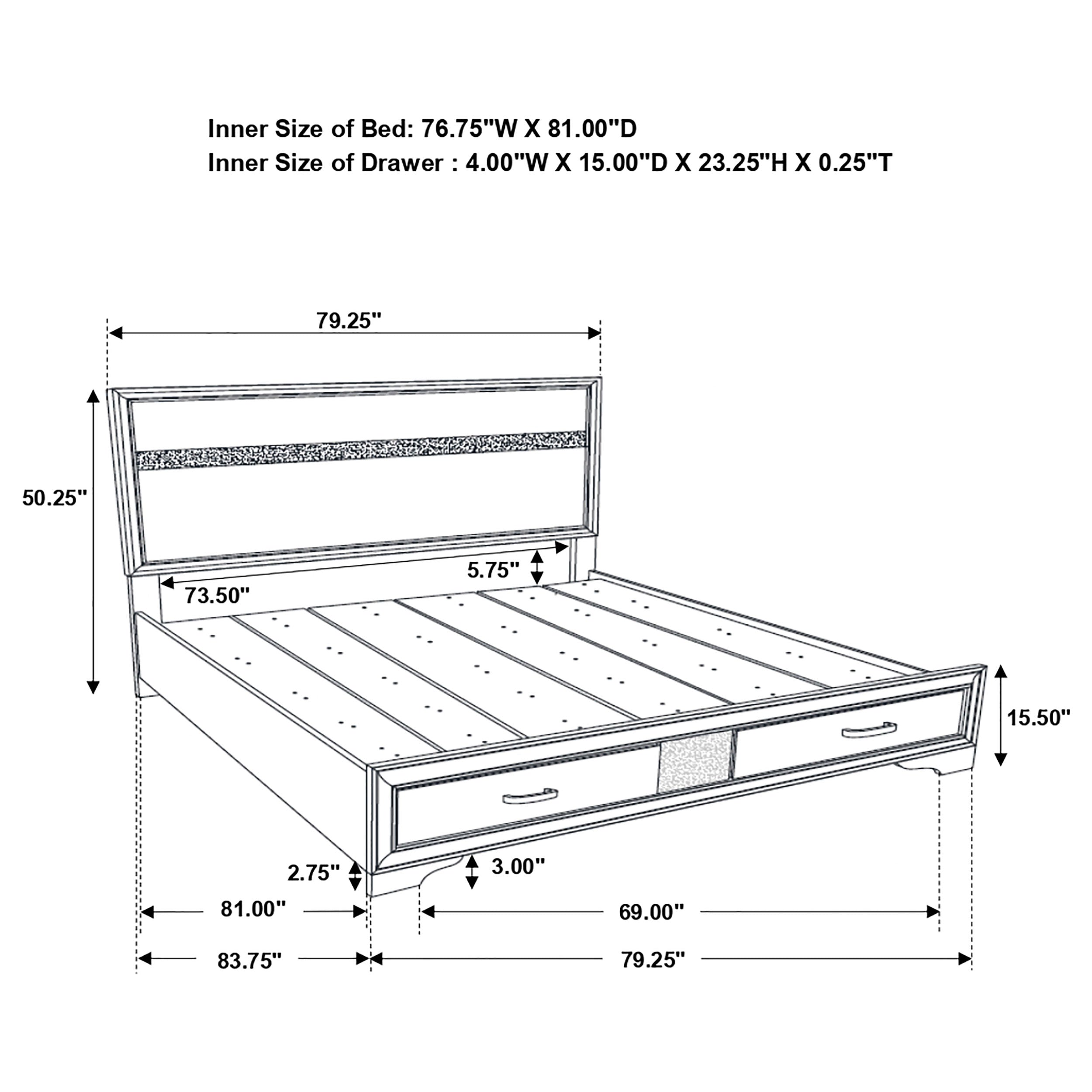 May 2-Drawer Platform Eastern King Storage Bed
