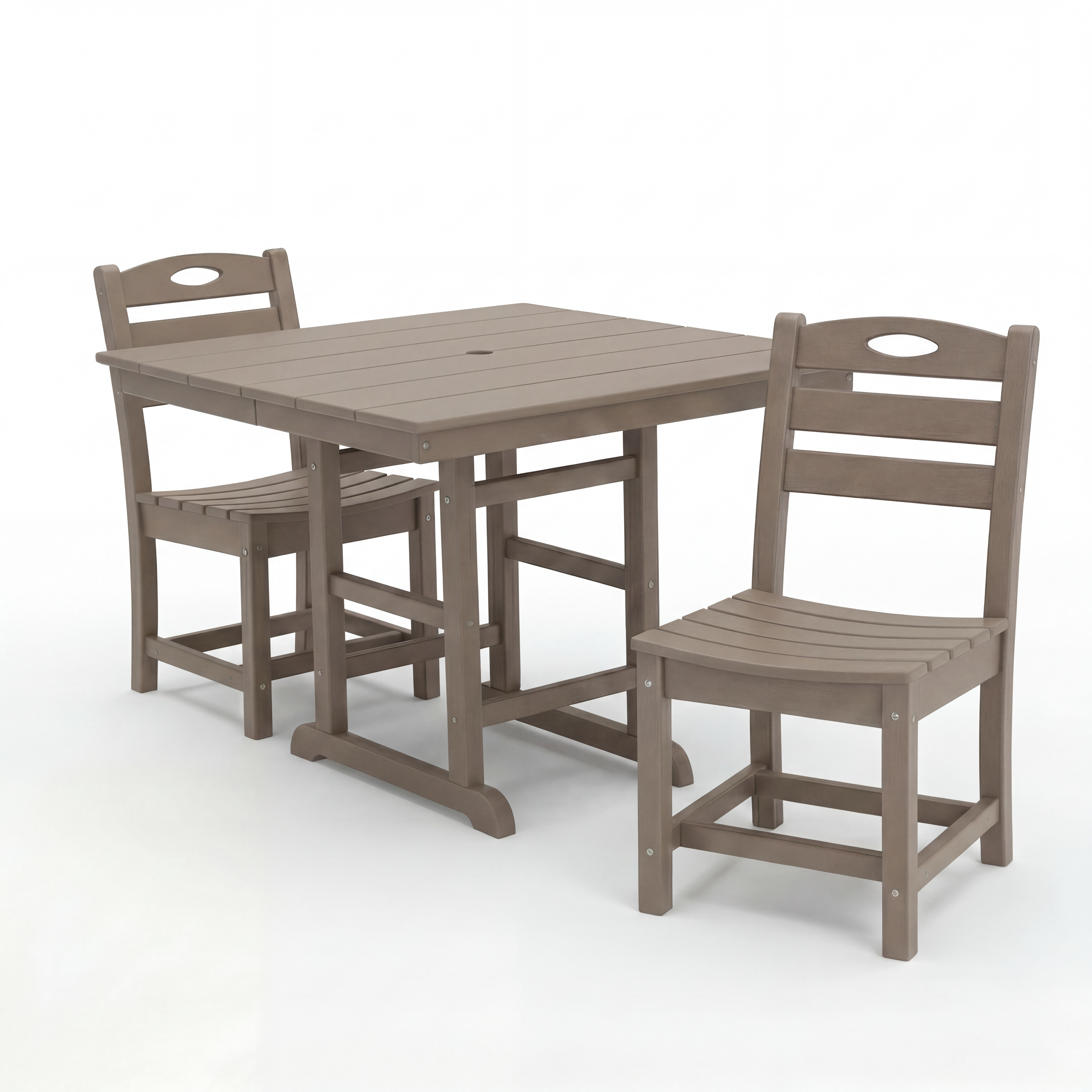 Antique Wood HDPE Outdoor Patio Dining Set