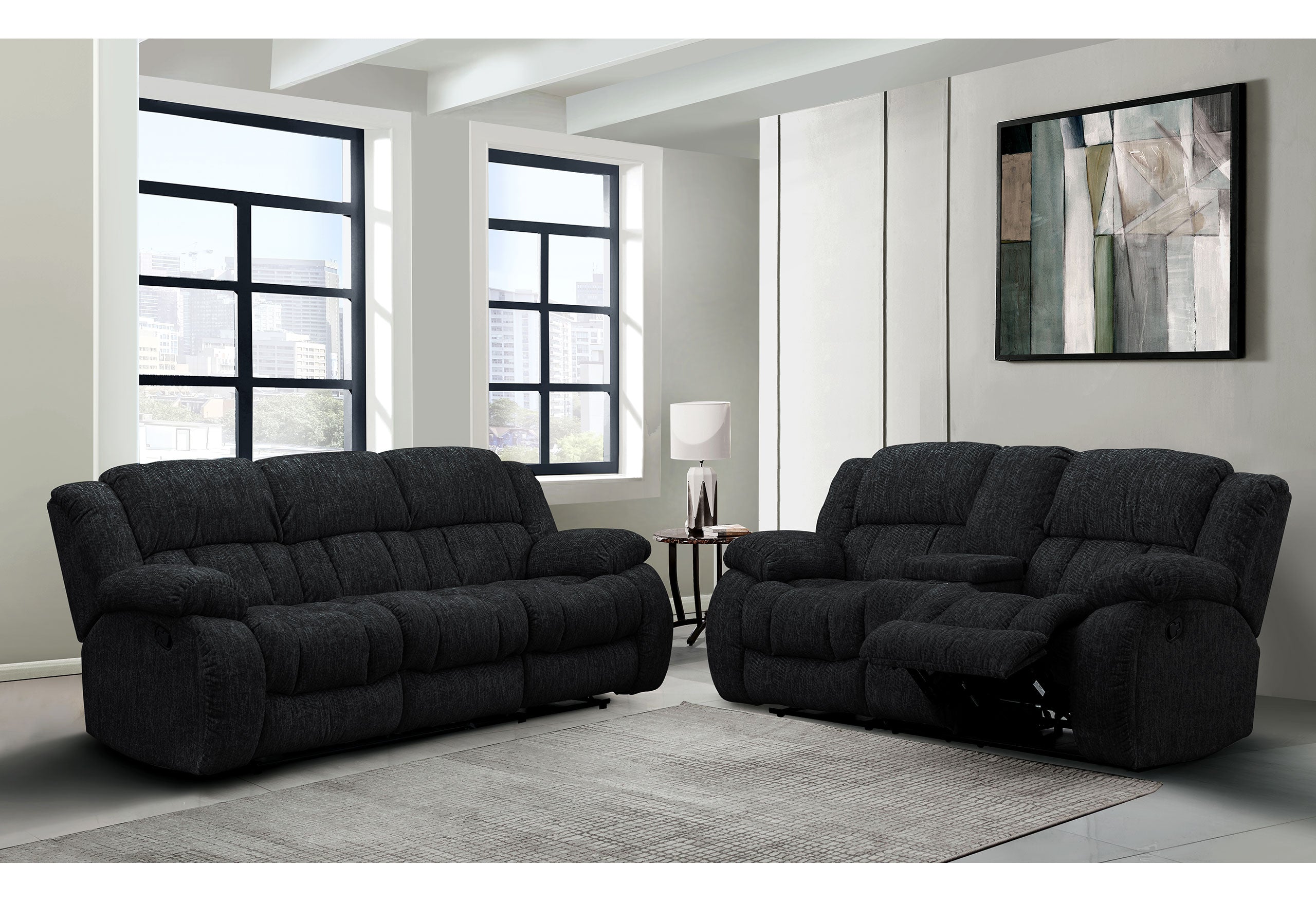 Stonic Ebony Console Reclining Loveseat