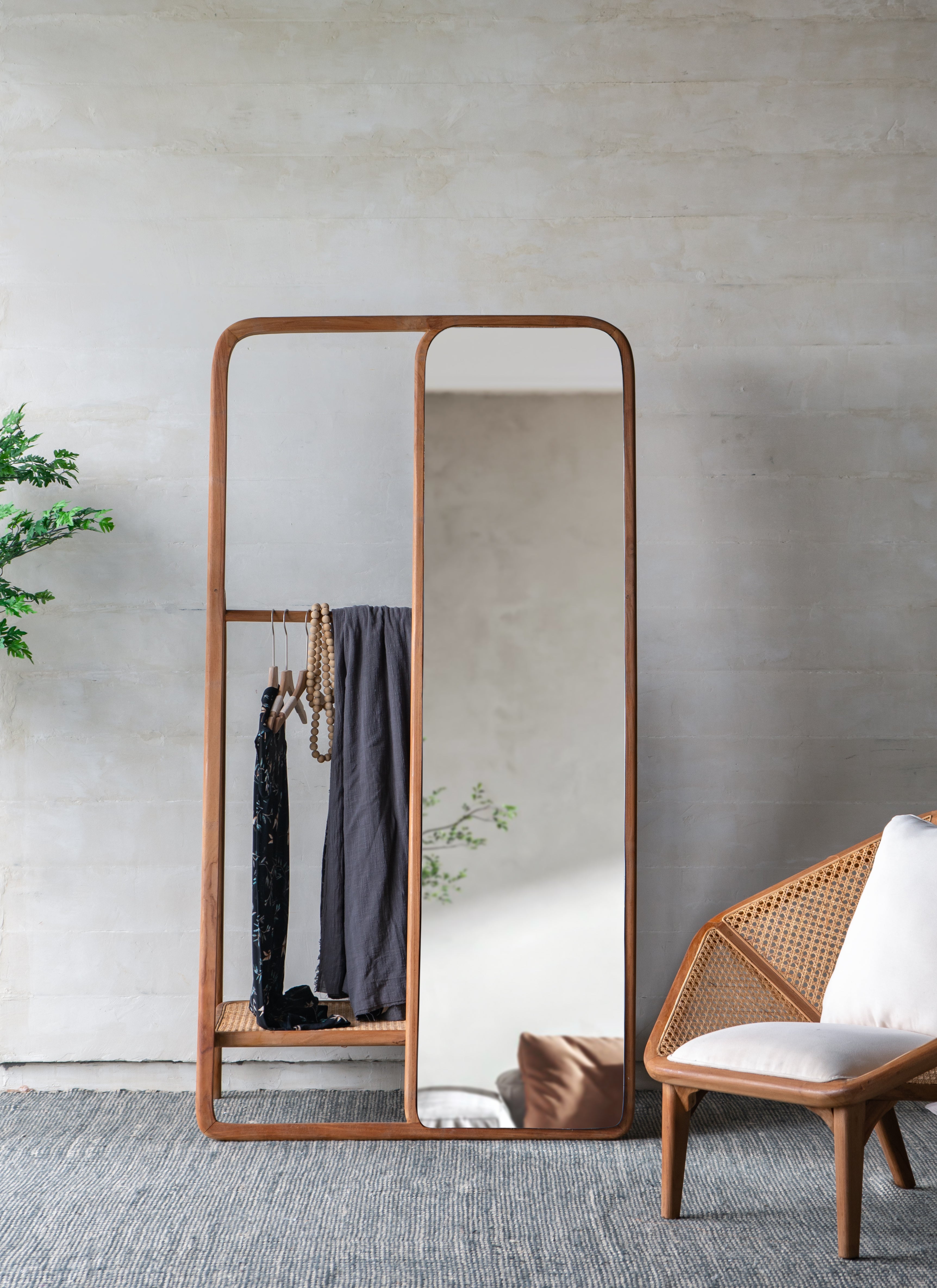 38" x 23" x 71.5" Clothes Hanger With Mirror - Large