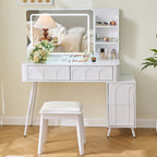 Modern Makeup Vanity Desk with LED Lights & Mirror