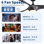 56" Modern Farmhouse Reversible Quiet Motor Ceiling Fan Light