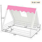 Full Size House Floor Bed with Tent and Light