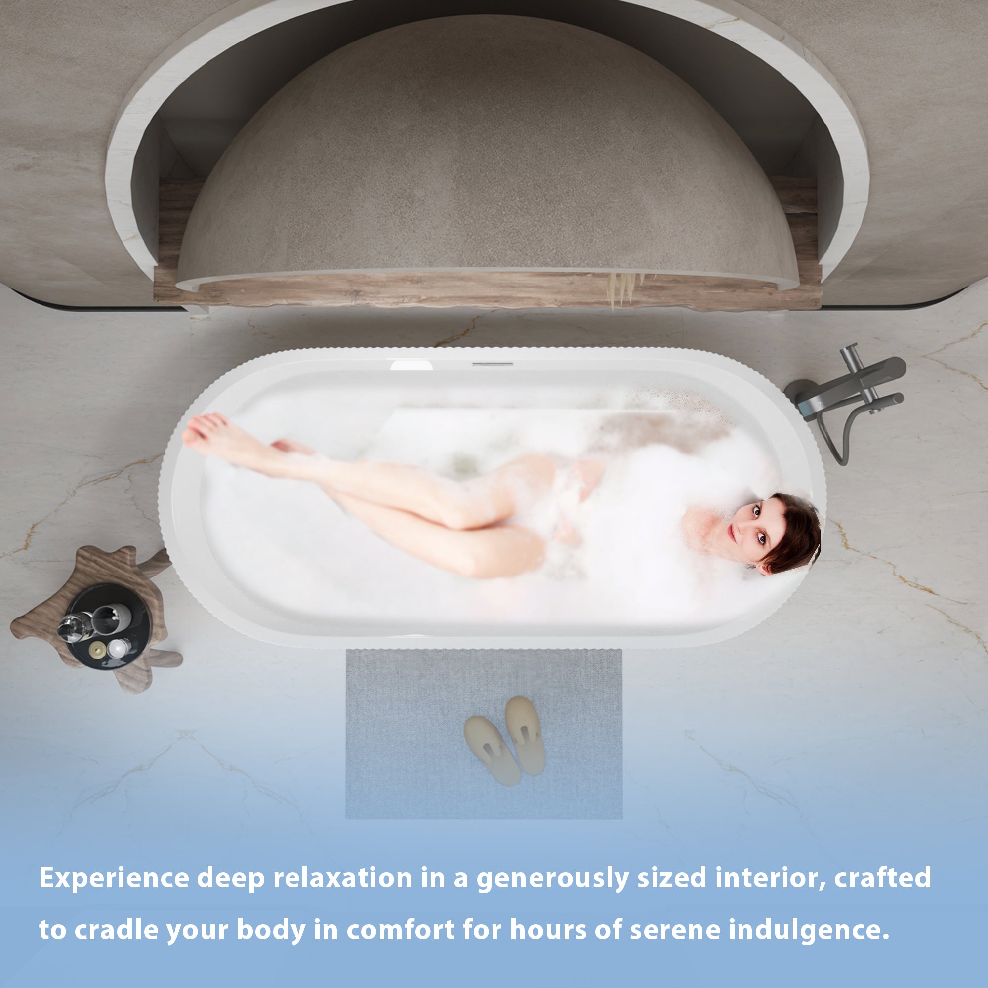 67" Linear Acrylic Freestanding Bathtub