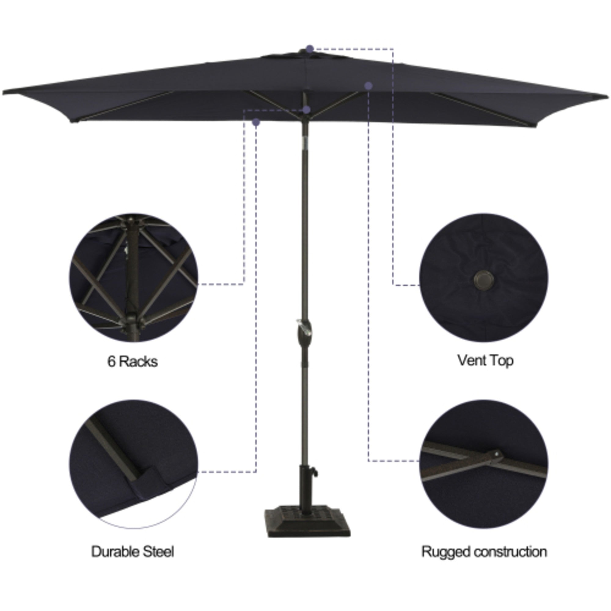 6.5 x 10 ft Rectangular Patio Umbrella
