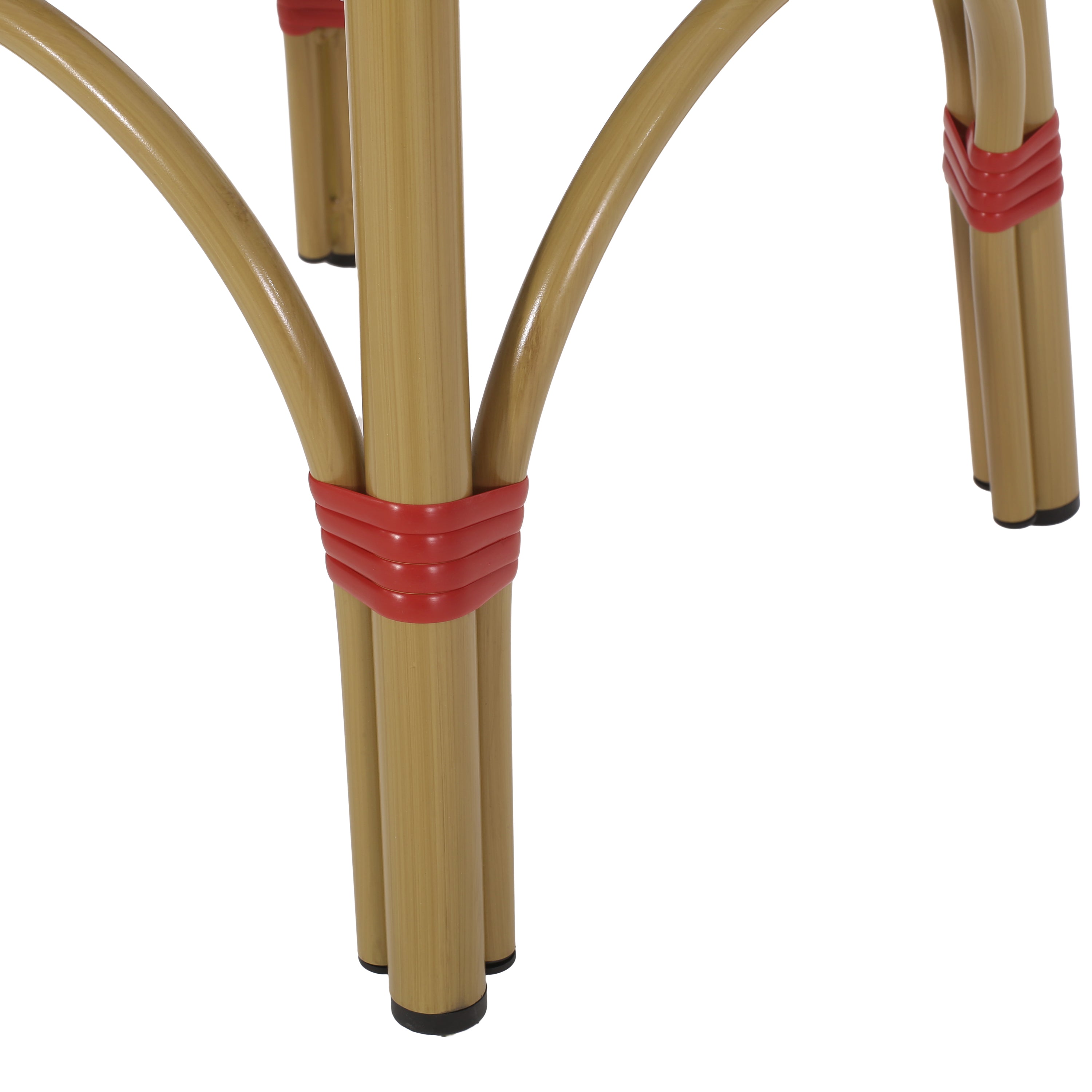 Outdoor PE Rattan and Aluminum French Backless Barstools, Set of 2