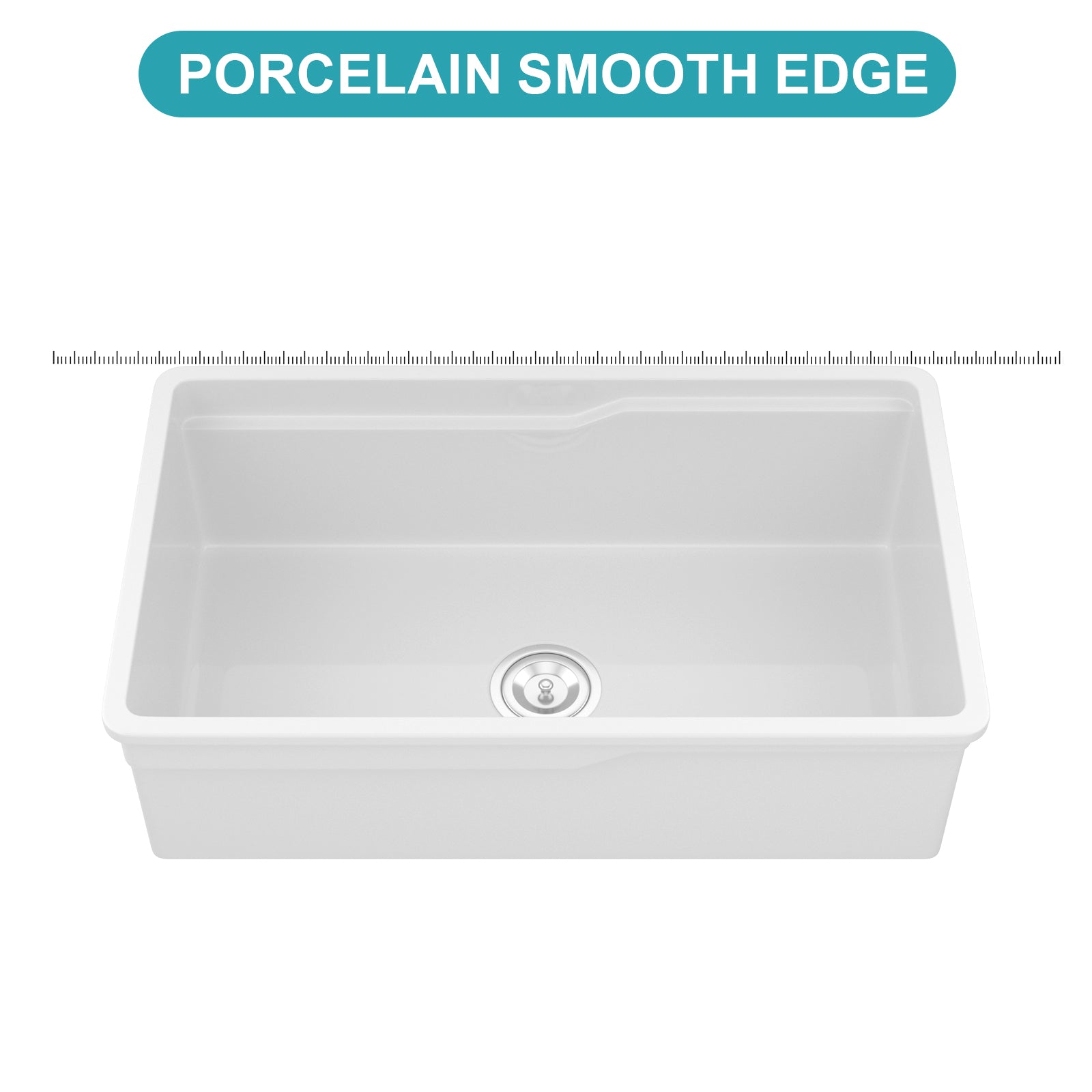32"x19"x10" Undermount Workstation Single Bowl Porcelain Fireclay Kitchen Sink