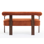 Round Armrest Loveseat (Dark Orange + Brown)