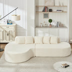 Boneless Curved Sectional Sofa with Pillows - White