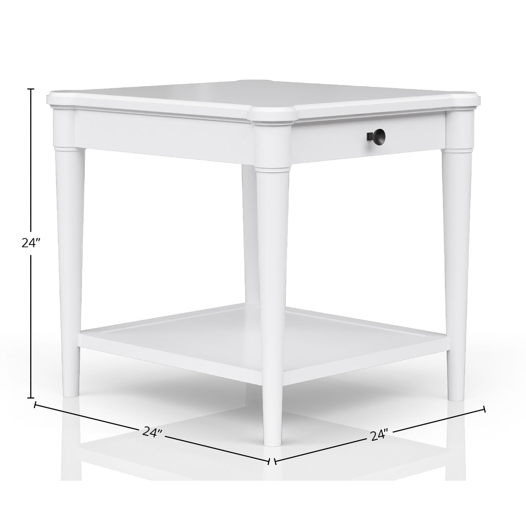 White Finished End Table With Storage Drawer