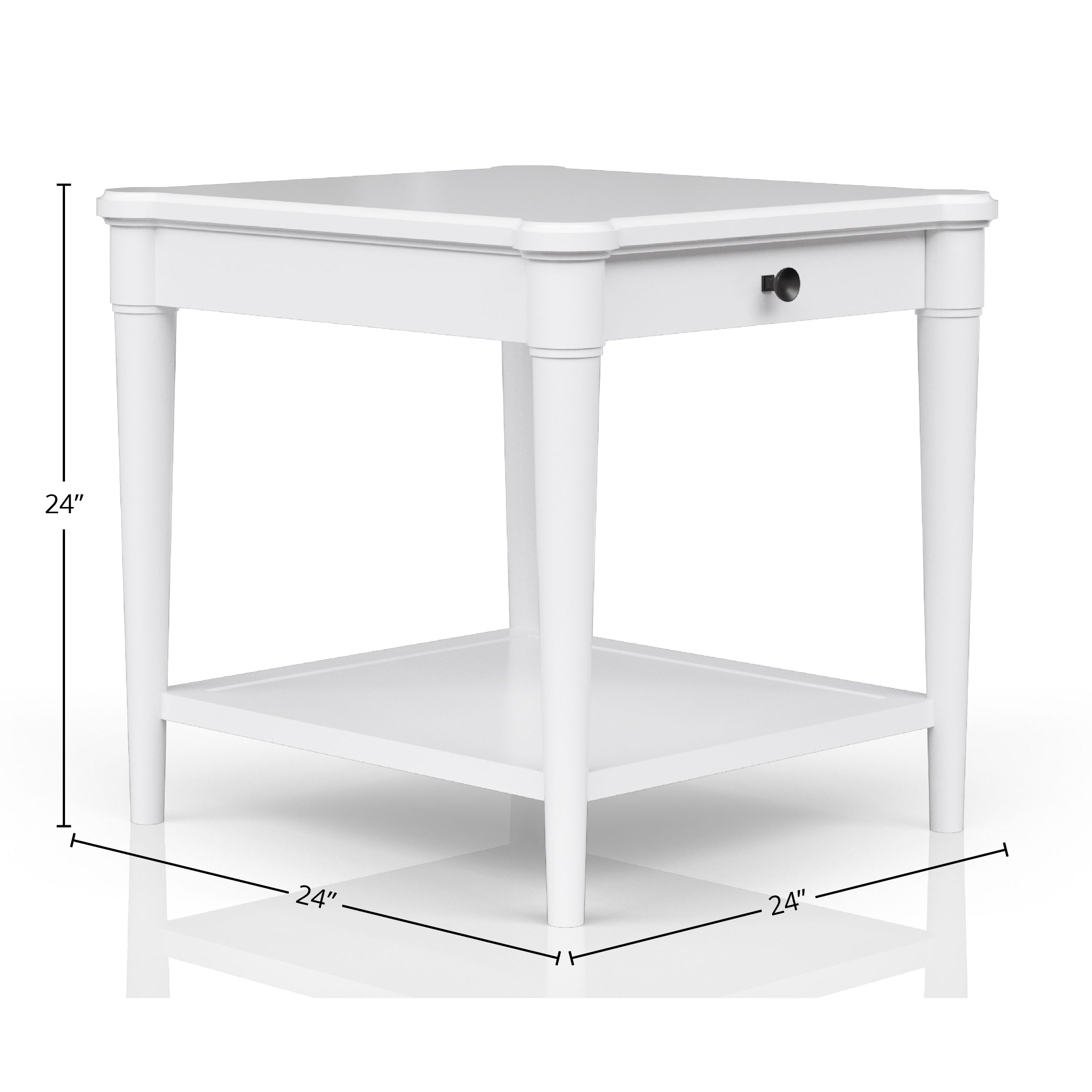 White Finished End Table With Storage Drawer