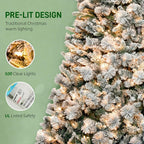 Flocked Artificial Christmas Tree with Clear Lights