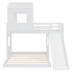 Wooden Twin Over Full Bunk Bed with Playhouse