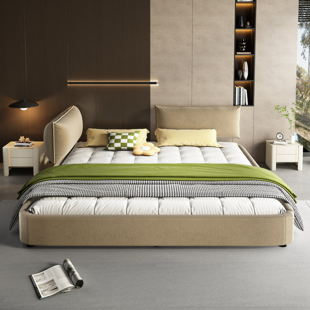 King Size Cloud Bed Frame with Oversized Padded Movable Headboard