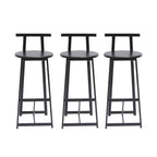 27''H Barstool Set of 3 Wooden Round Bar Stools with Footrest