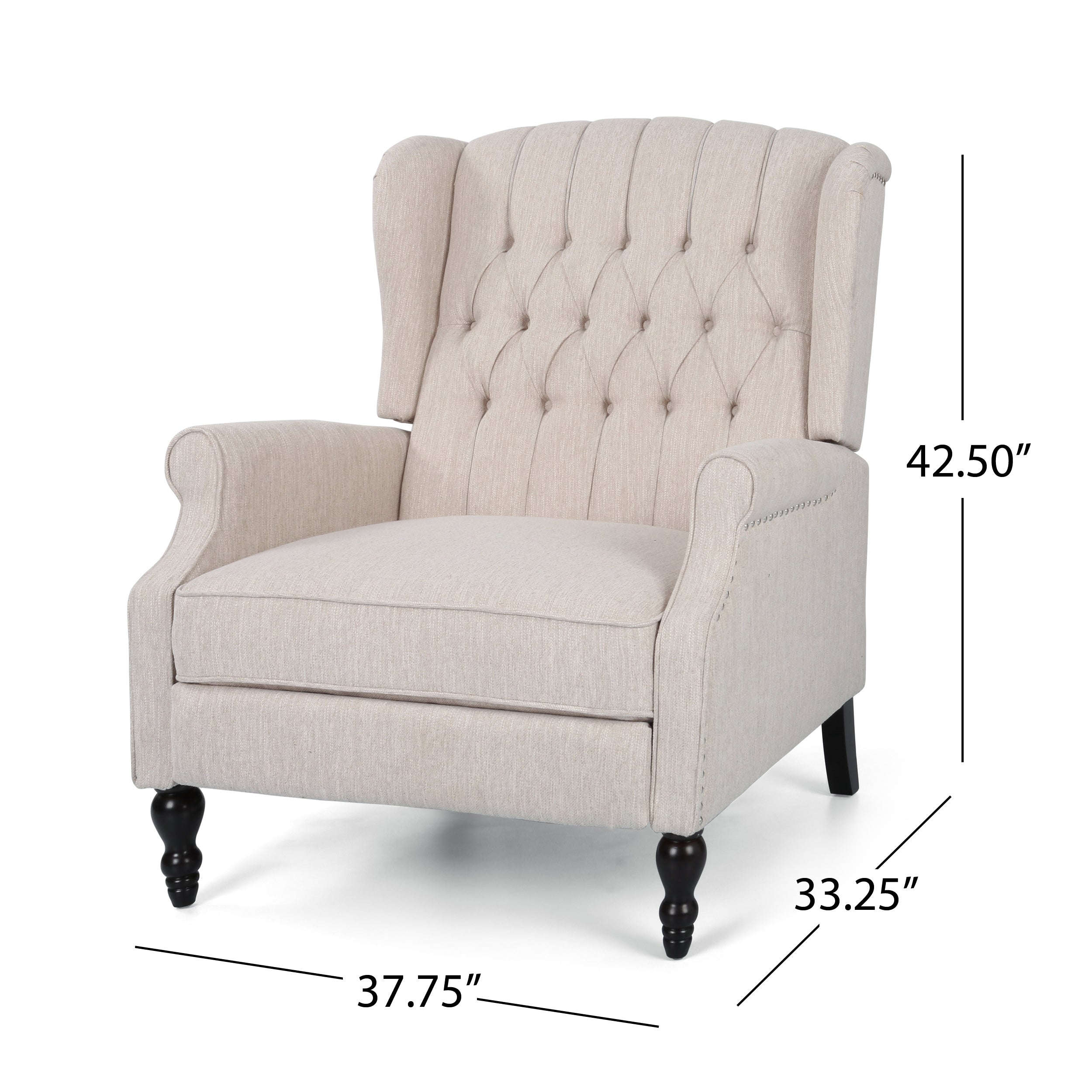 Push Back Recliner Chair with Rivet Decoration