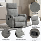 Heat Massage Manual Recliner Chair with Rocker and Swivel in Fabric