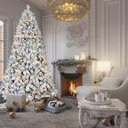 4FT Flocked Christmas Tree with 150 Colorful UL Lights and 21 Pine Cones
