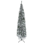 9ft Flocked Pencil Christmas Tree with Faux Snow