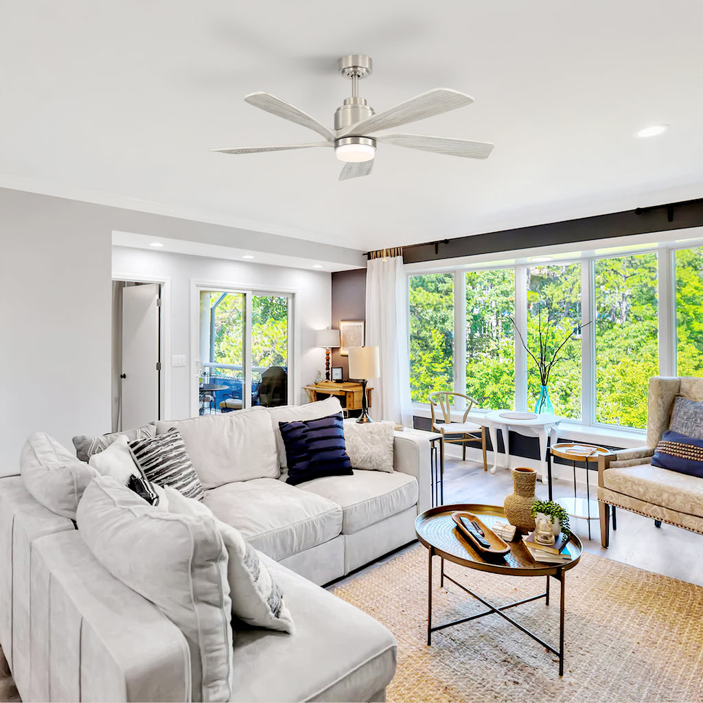 52 Inch Modern Ceiling Fan With Dimmable LED Light
