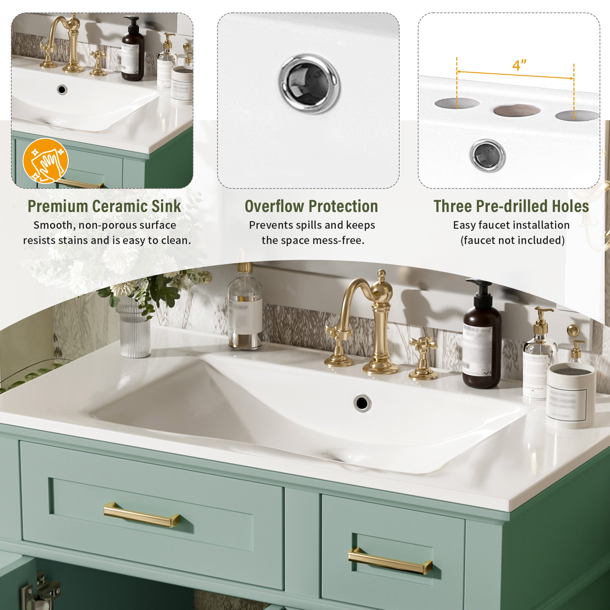 30" Bathroom Vanity with Ceramic Sink