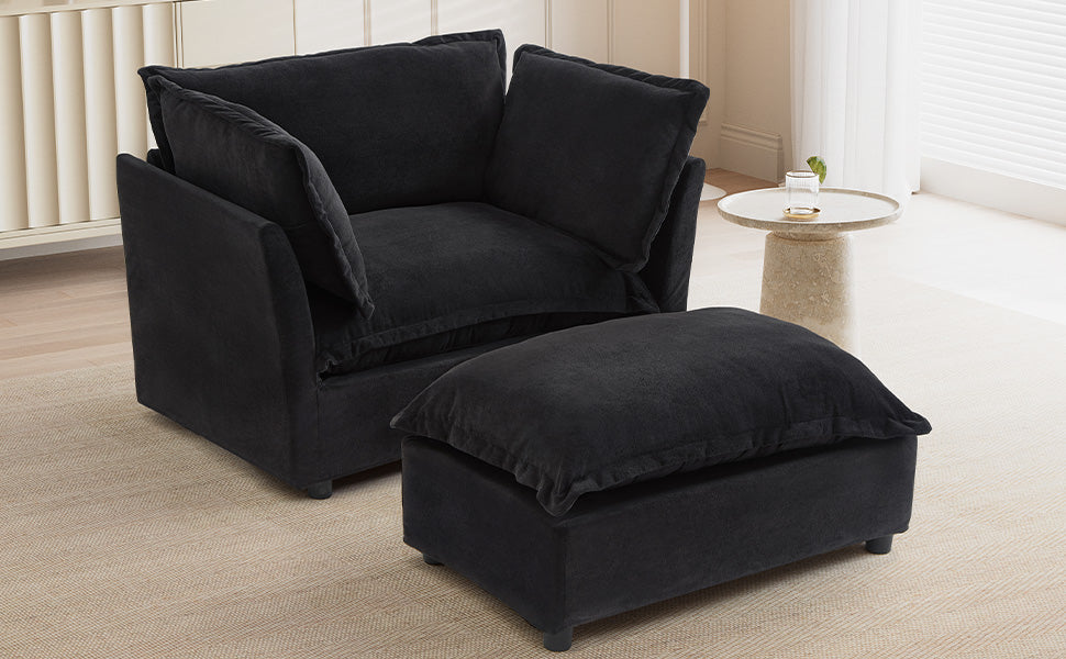 Modern Armchair Sofa with Movable Ottoman