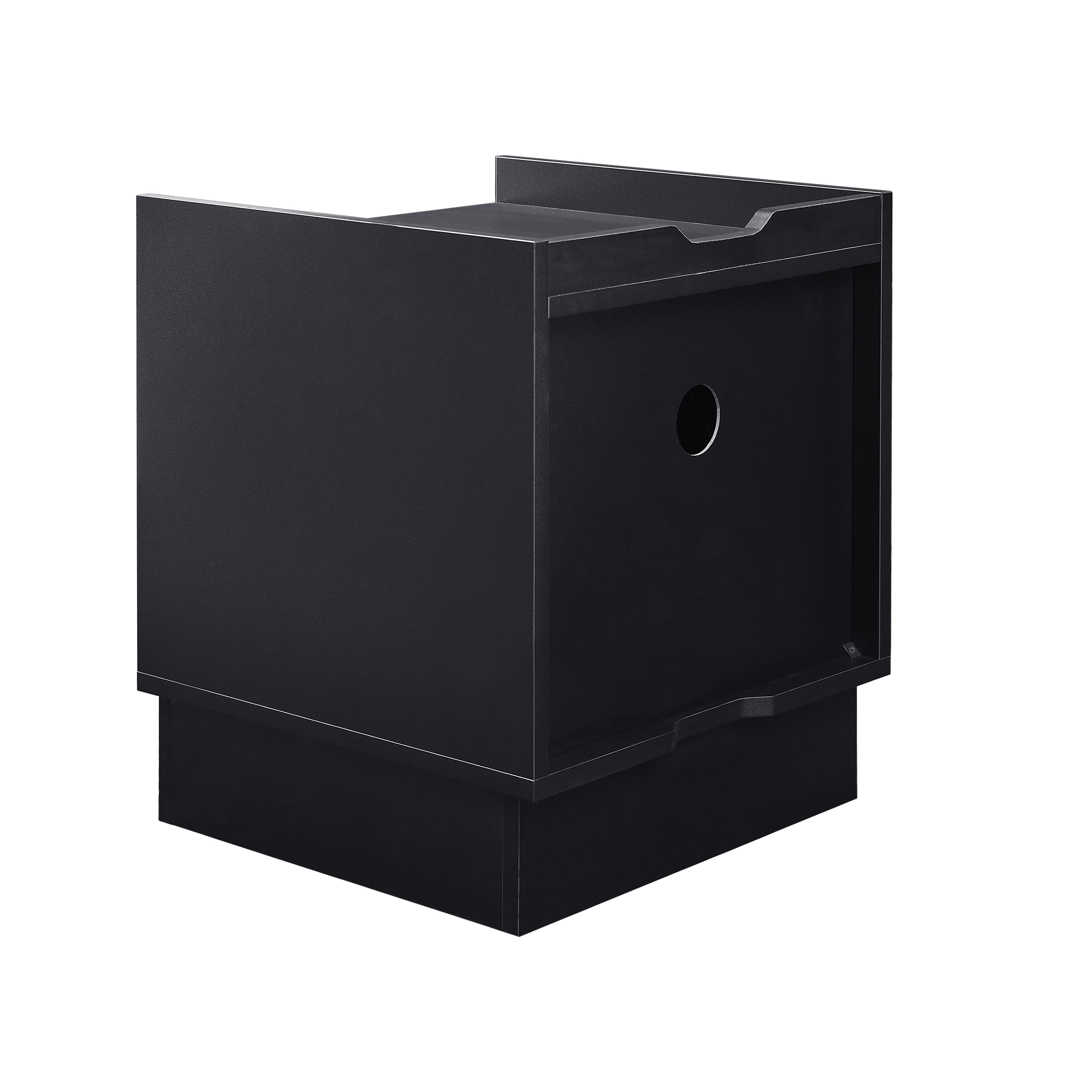 Mid Century Modern Nightstand with Charging Station and LED Lights