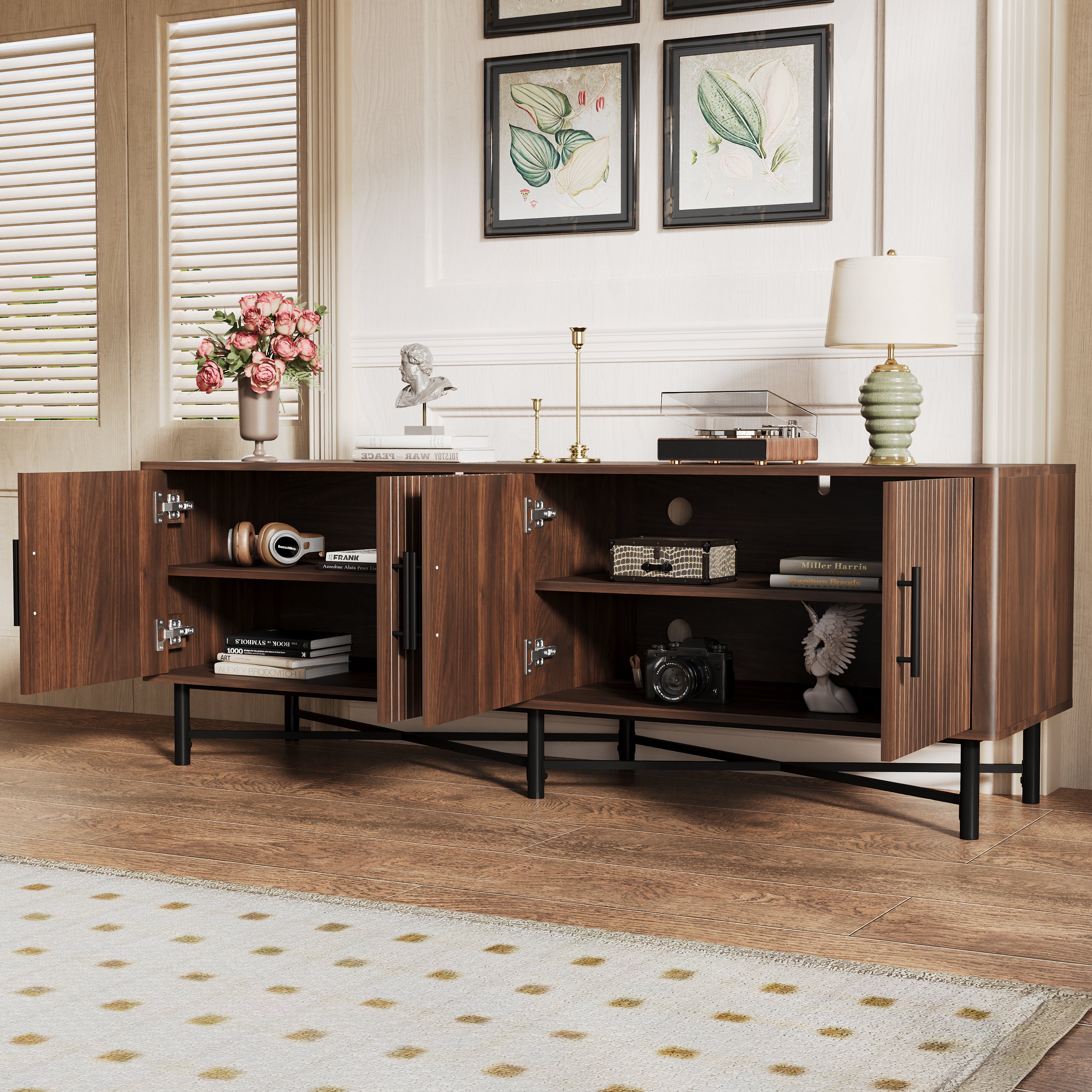 Functional 4-Door TV Cabinet