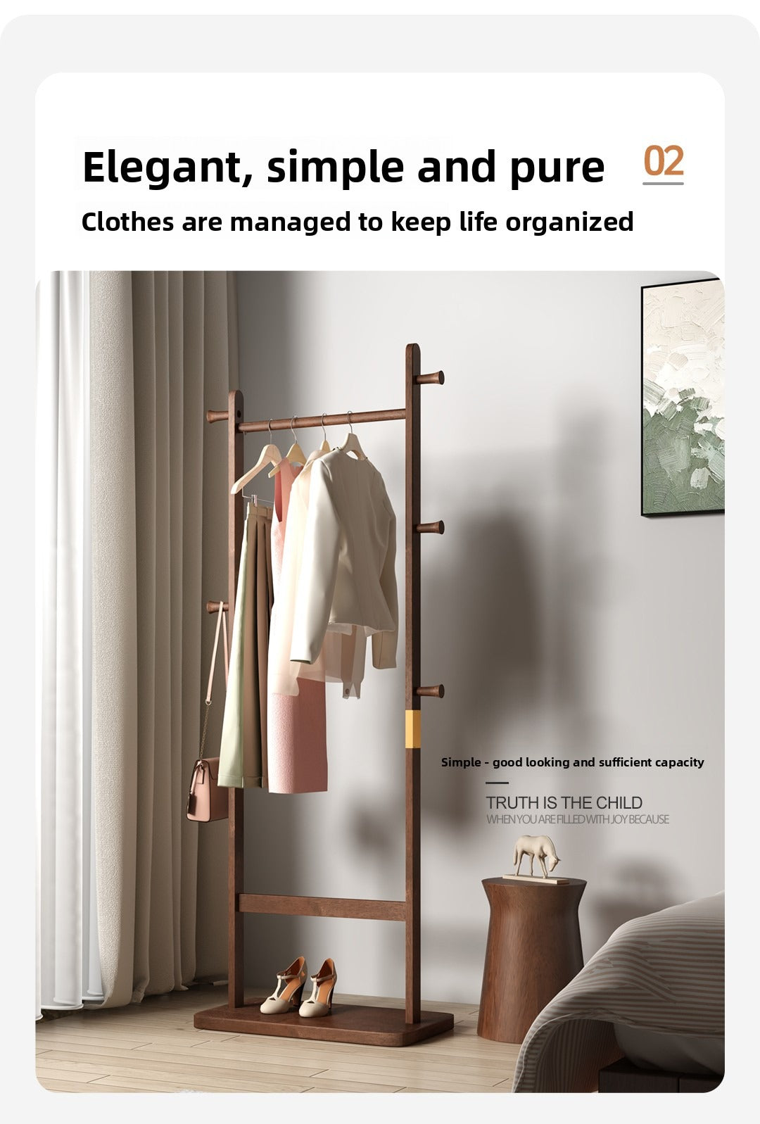 Solid Wood Coat Rack in Walnut