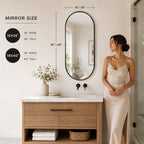 Black PVC Frame Mirror 18x40 Inch