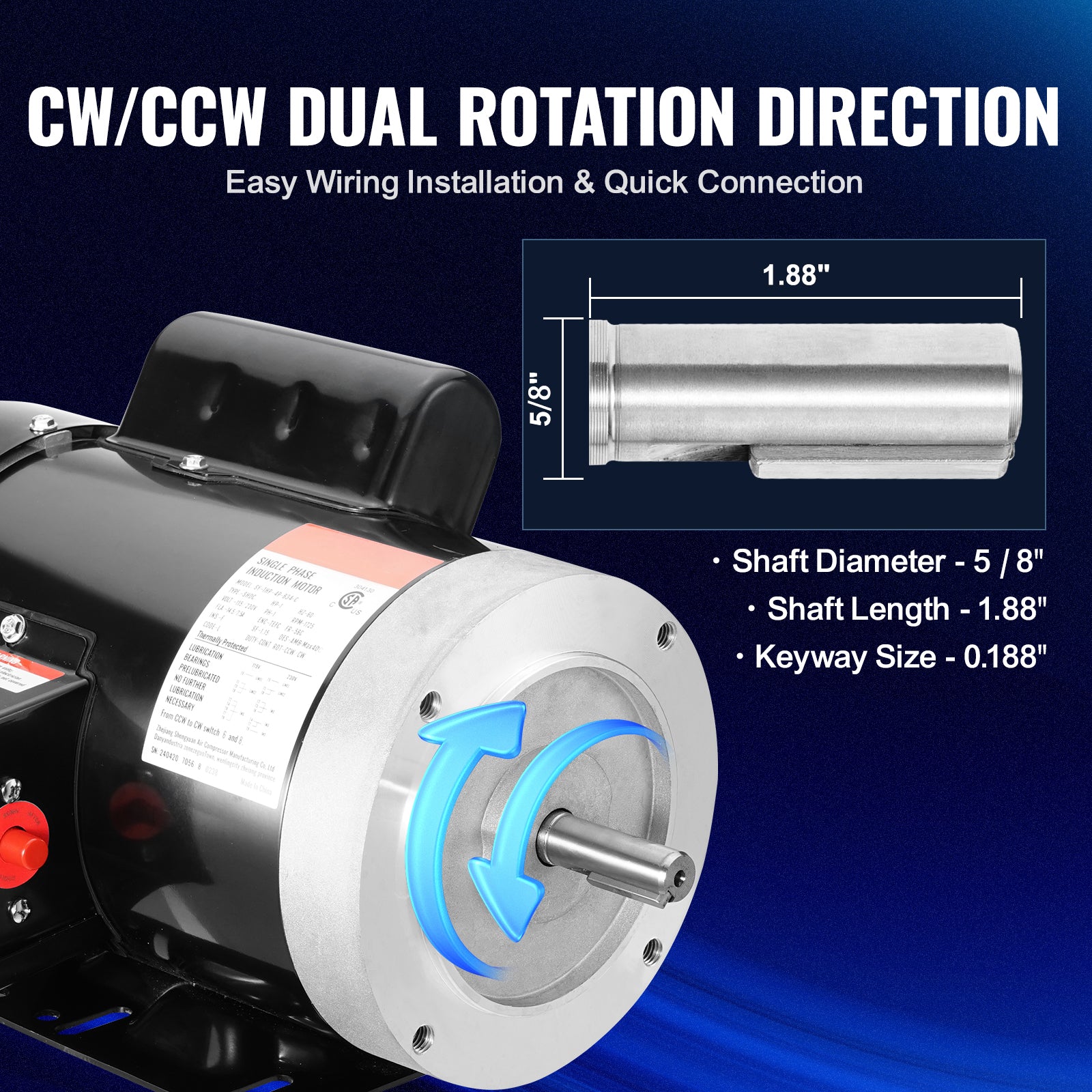 1HP Electric Motor 1725 RPM