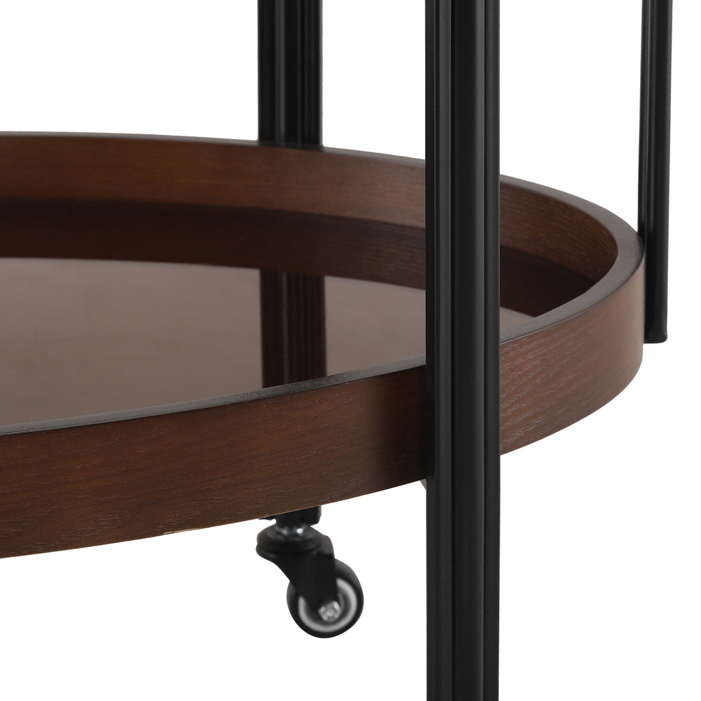 Oval 2 Shelf Dark Kitchen Cart