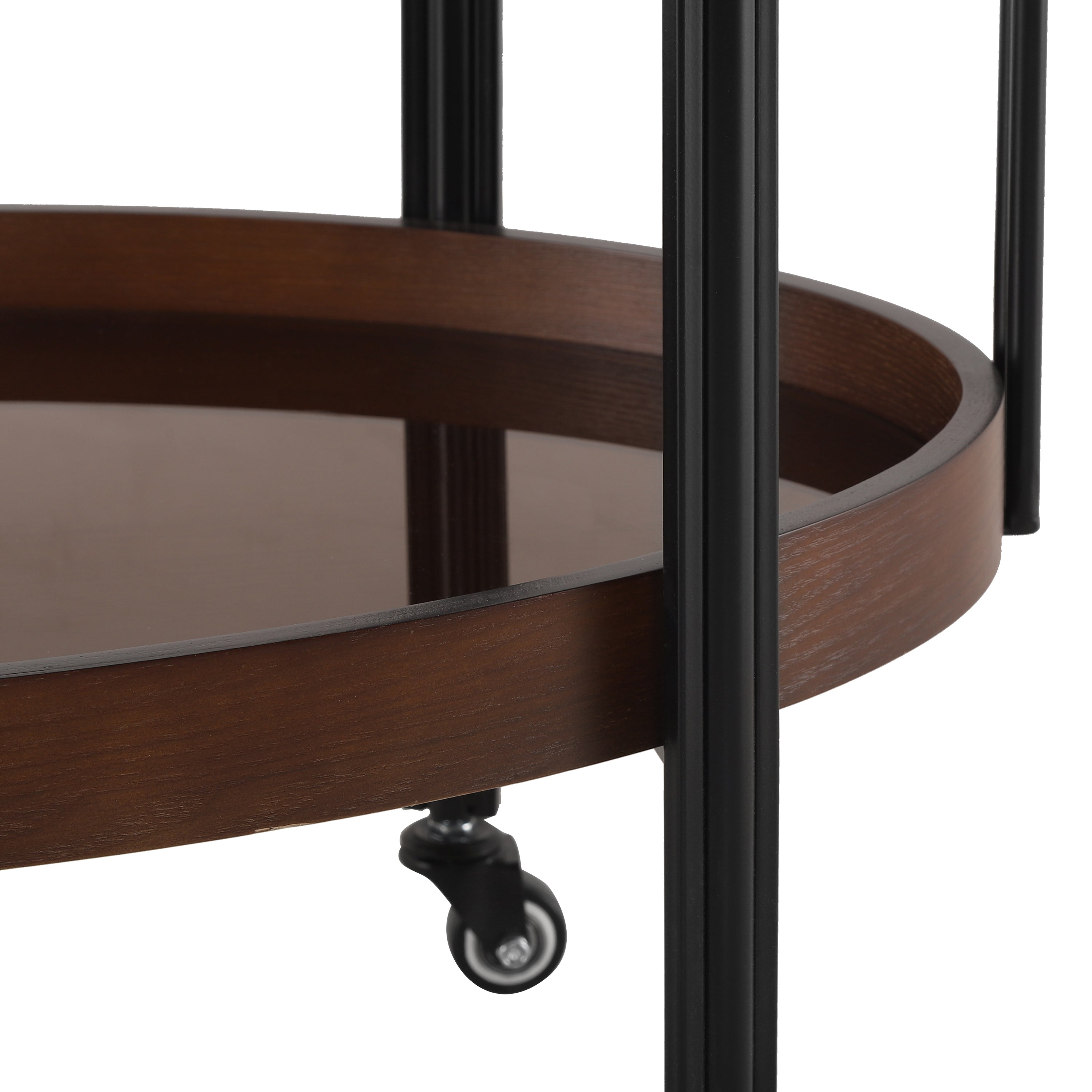 Oval 2 Shelf Dark Kitchen Cart