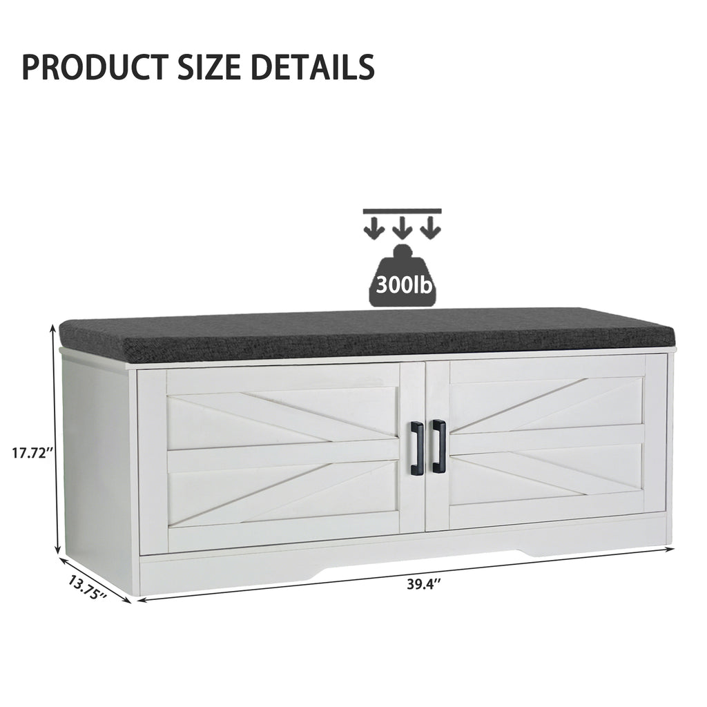2-Tier Storage Bench with Padded Seat Cushion