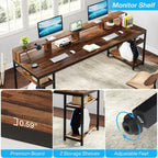 Two Person Desk with Monitor Stand