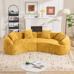 Yellow Curved Compressed Sofa - Creative Nordic-Style Design