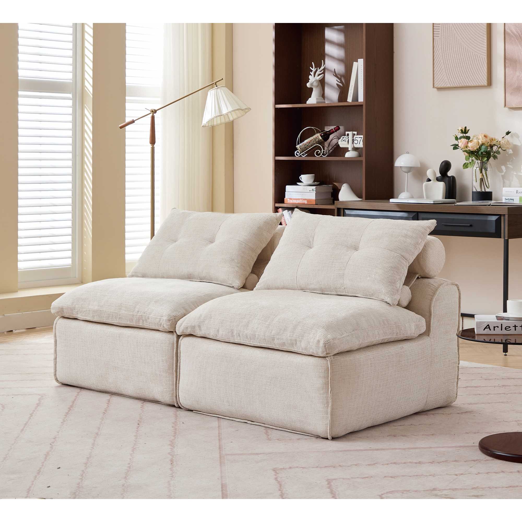 Modular Sofa with Neck and Lumbar Pillows