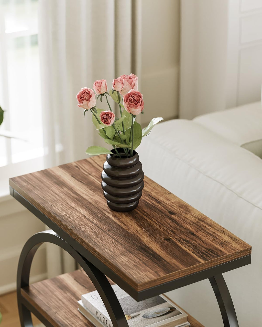 23.6 Inch Narrow 3-Tier End Table with Storage
