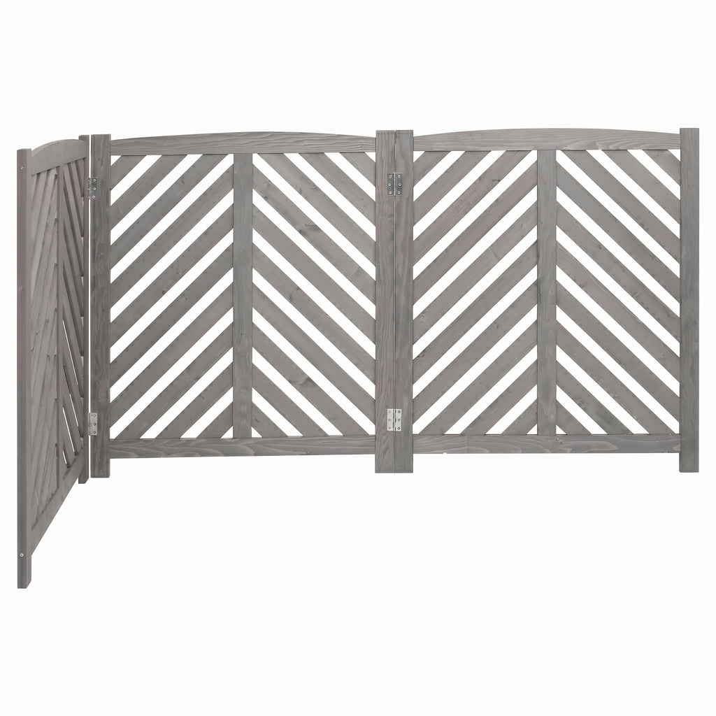 Air Conditioner Fence Screen, 3-Panel Cedar Privacy Screen, 33"W x 38"H, Gray