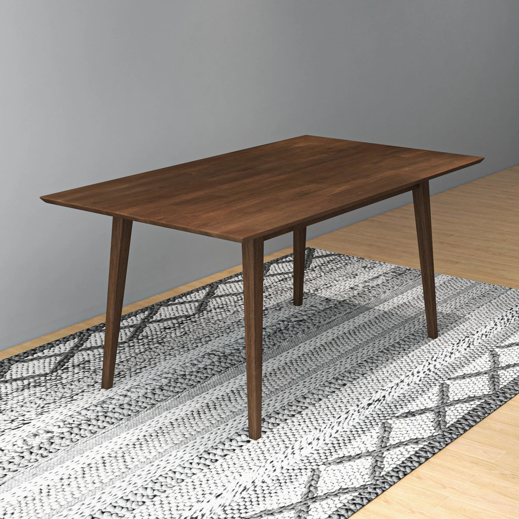 Modern Solid Wood Dining Table Set for 4, Walnut-Brown, Mid-Century