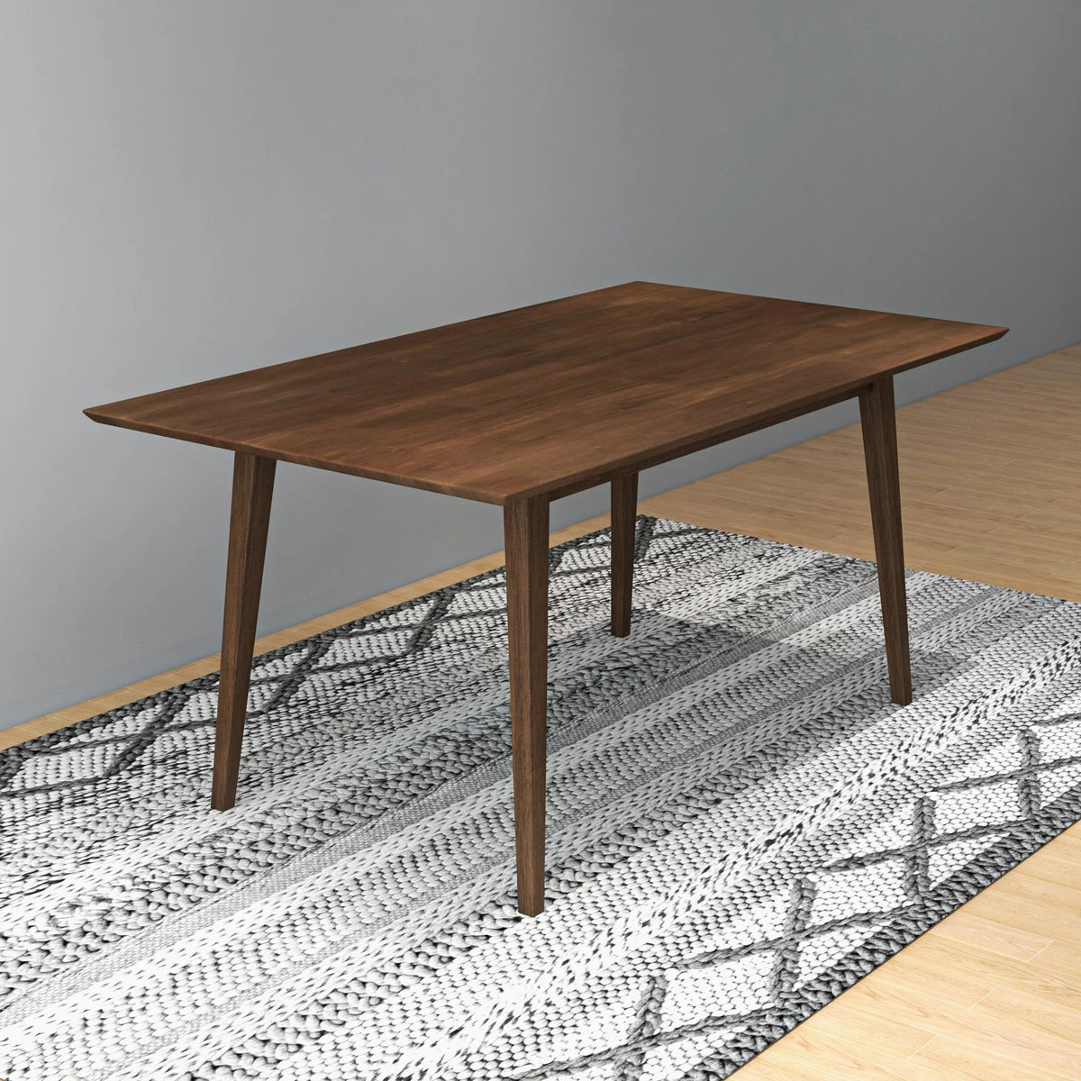 Modern Solid Wood Dining Table Set for 4, Walnut-Brown, Mid-Century