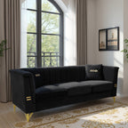 FX-P82-BK2 Modern Velvet 3-Seater Sofa