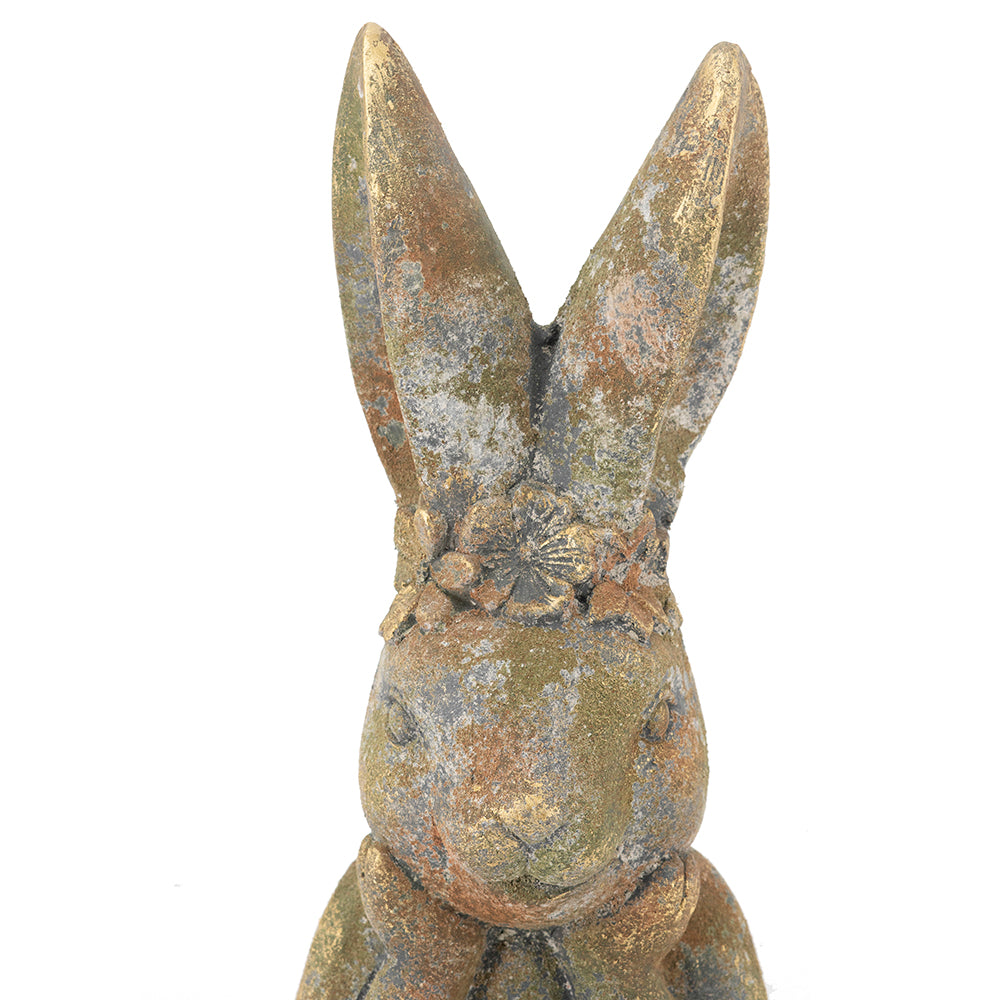 Antique Rabbit Figurine, 15.2-Inch Handcrafted Sculpture