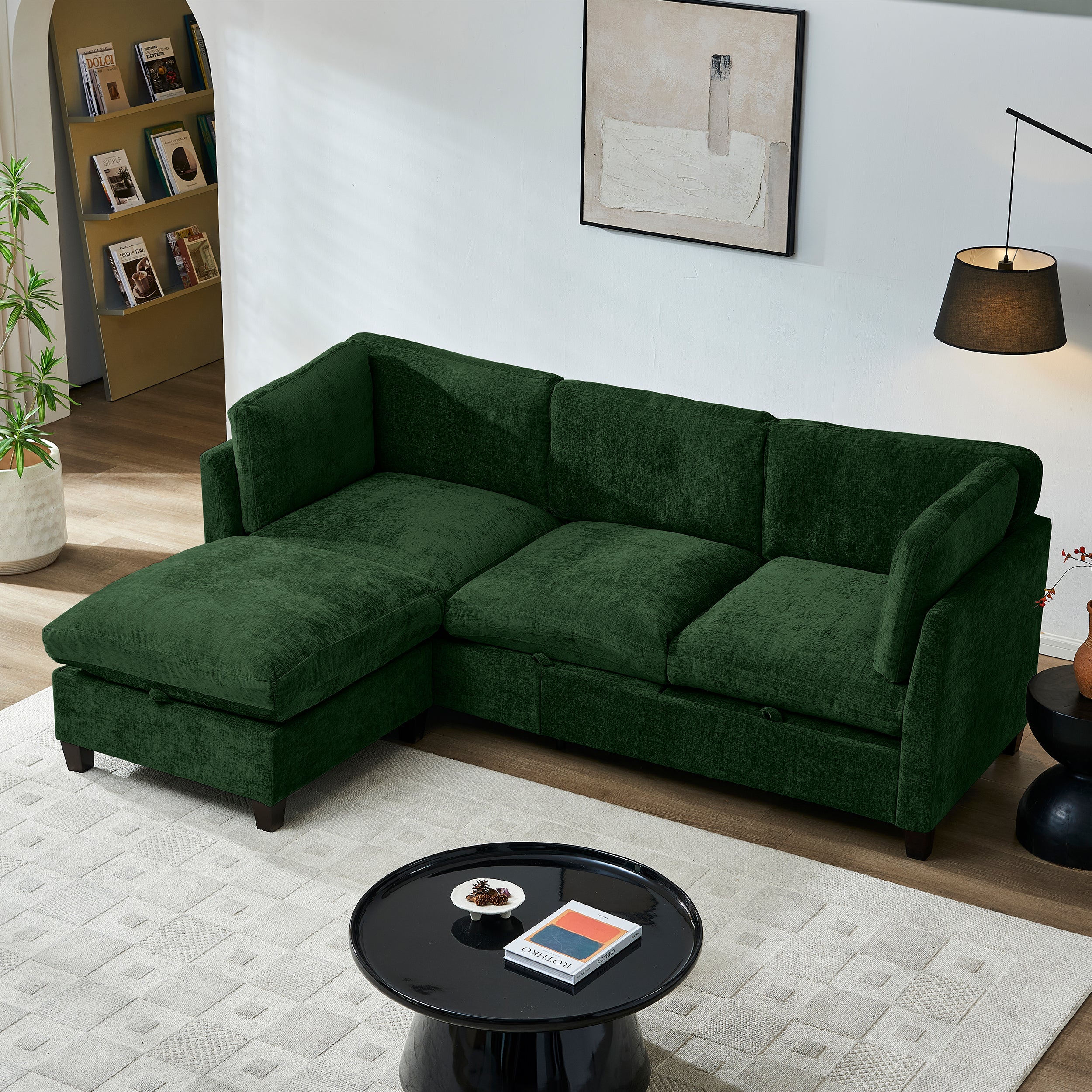 96.5" Sectional Couch for Living Room with Ottoman